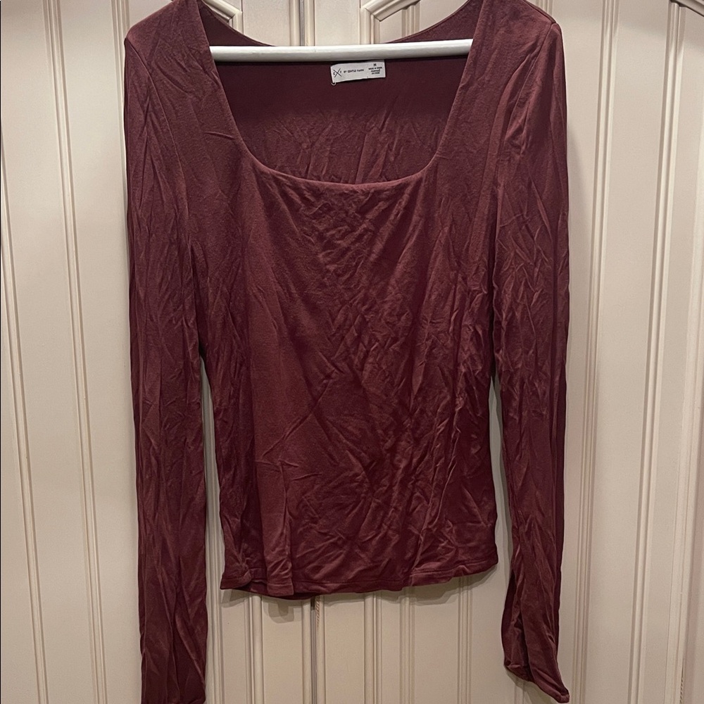 Gentle Fawn Square Neck Long Sleeve Top in Deep Wine